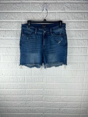 Judy Blue Medium Blue Frayed Hem Distressed Denim Shorts